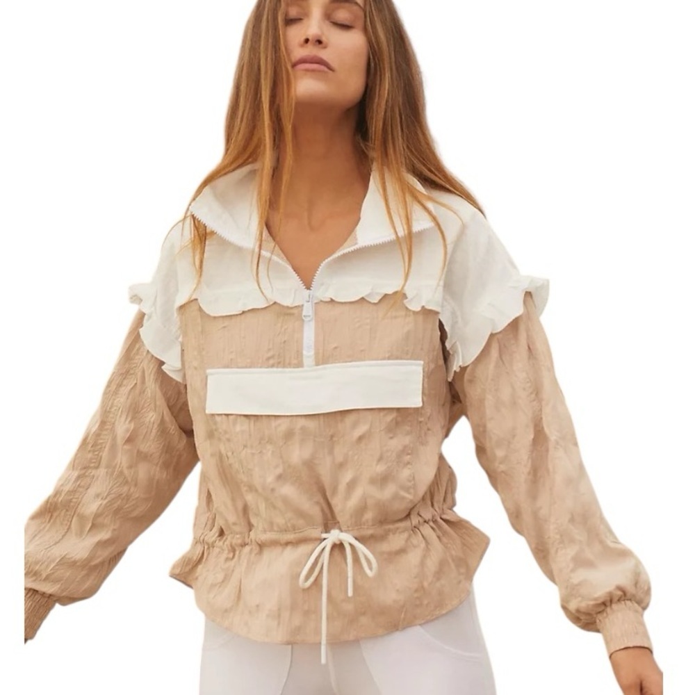 Free People Movement Let's Go Out Crinkled Outdoors Sporty Pullover Jacket S